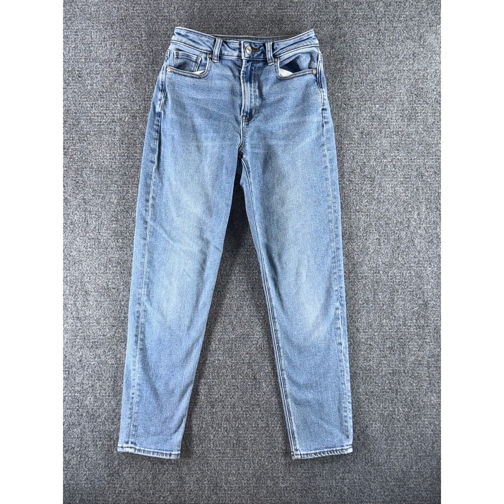 American Eagle Mom Jeans Womens 0 Regular Light Wash High Rise Stretch Denim